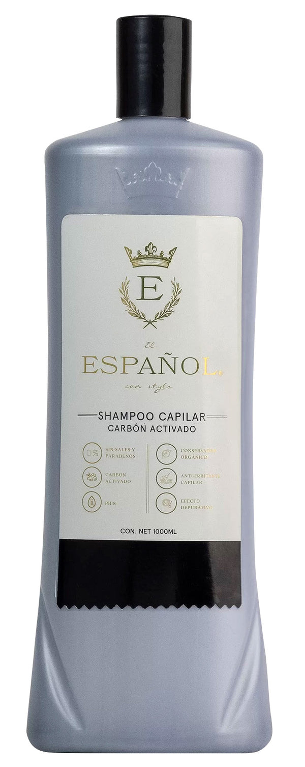 Shampoo carbón activado - elimina residuos químicos - sin sales ni parabenos y con conservador orgánico.