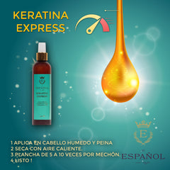 Keratina express para el cabello - Hidrata el cabello, mantiene su vitalidad, da fuerza - Brillo dislumbrante e intenso - Contiene colageno - termoprotector - disminuye el frizz