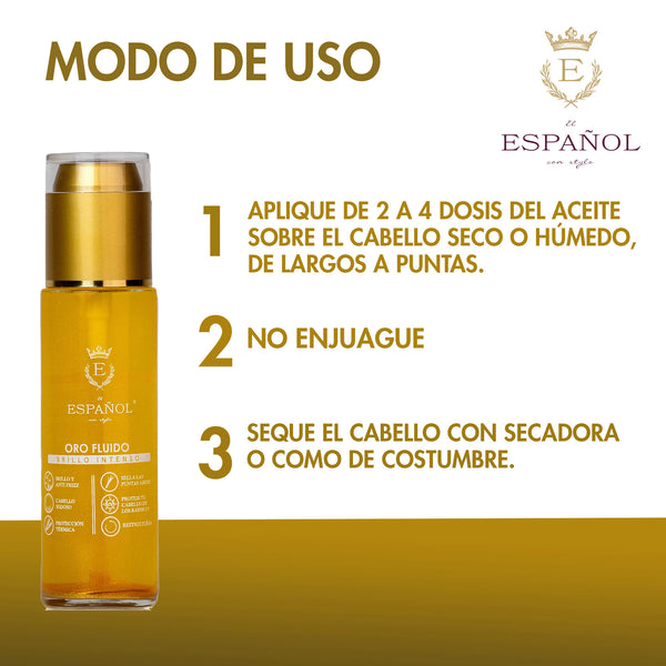 Fluido termoprotector Oro Fluido - deja increíbles destellos dorados en el cabello