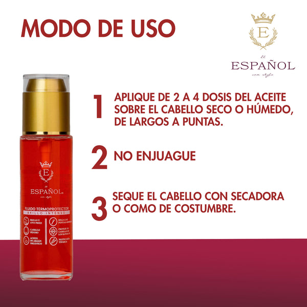 Fluido termo protector para cabello - protege el cabello del calor de planchas y secadoras